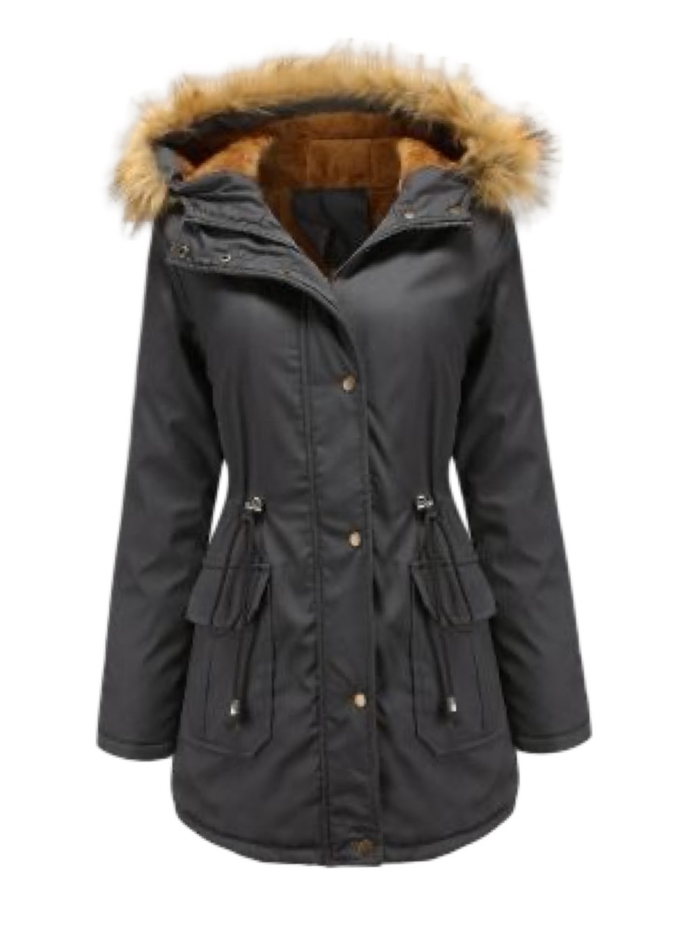 Beyove Faux Fur Lined Parka - Size Medium  - Black